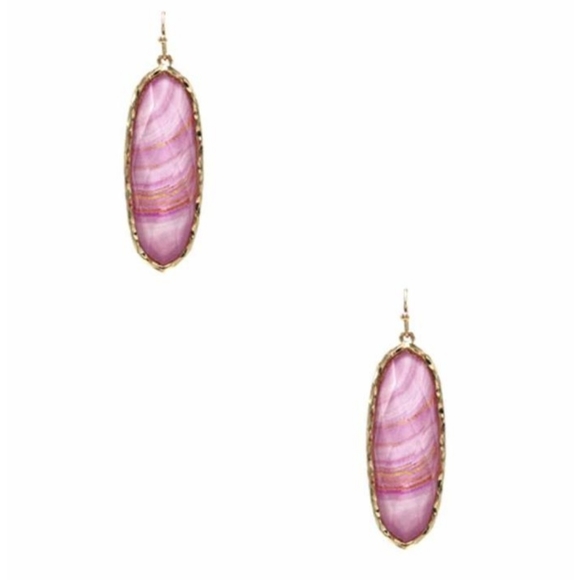 Oval beveled marbled acrylic orange blue pink pierced earrings Goldtone - Picture 10 of 10